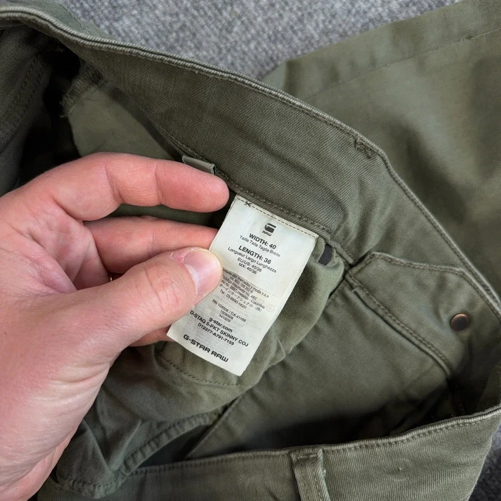 G-Star RAW D-Staq Jeans Mens 40x36 Dark Shamrock Olive Green 5 Pocket Skinny Fit